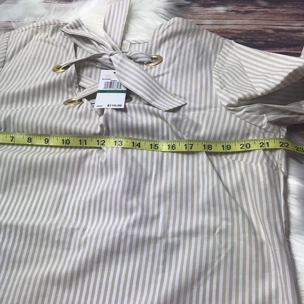 Michael Kors Striped Bell Sleeve Tunic Top - Picture 3 of 4